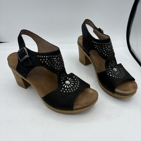 Dansko Shoes - Dansko Sandals Womens Size 7 EU 38 Deandra Studded Leather Block Heel Black